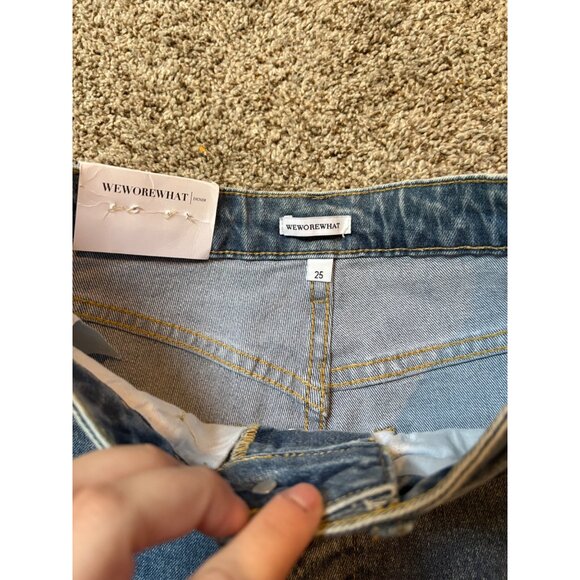 NEW WEWOREWHAT Denim the Danielle High-Rise Vintage Straight Jeans Distressed 25 - Picture 9 of 14